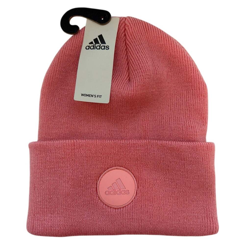 Adidas Womens Wide Fold 2 Cuff Beanie Semi Pink Sparkle Winter Warmth Streetwear